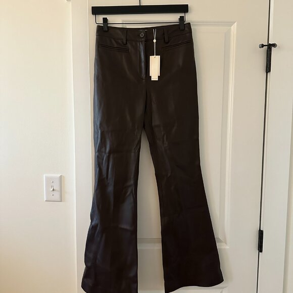 NWT Rebecca Taylor Vegan Leather Trouser in Deep Port - Picture 9 of 11